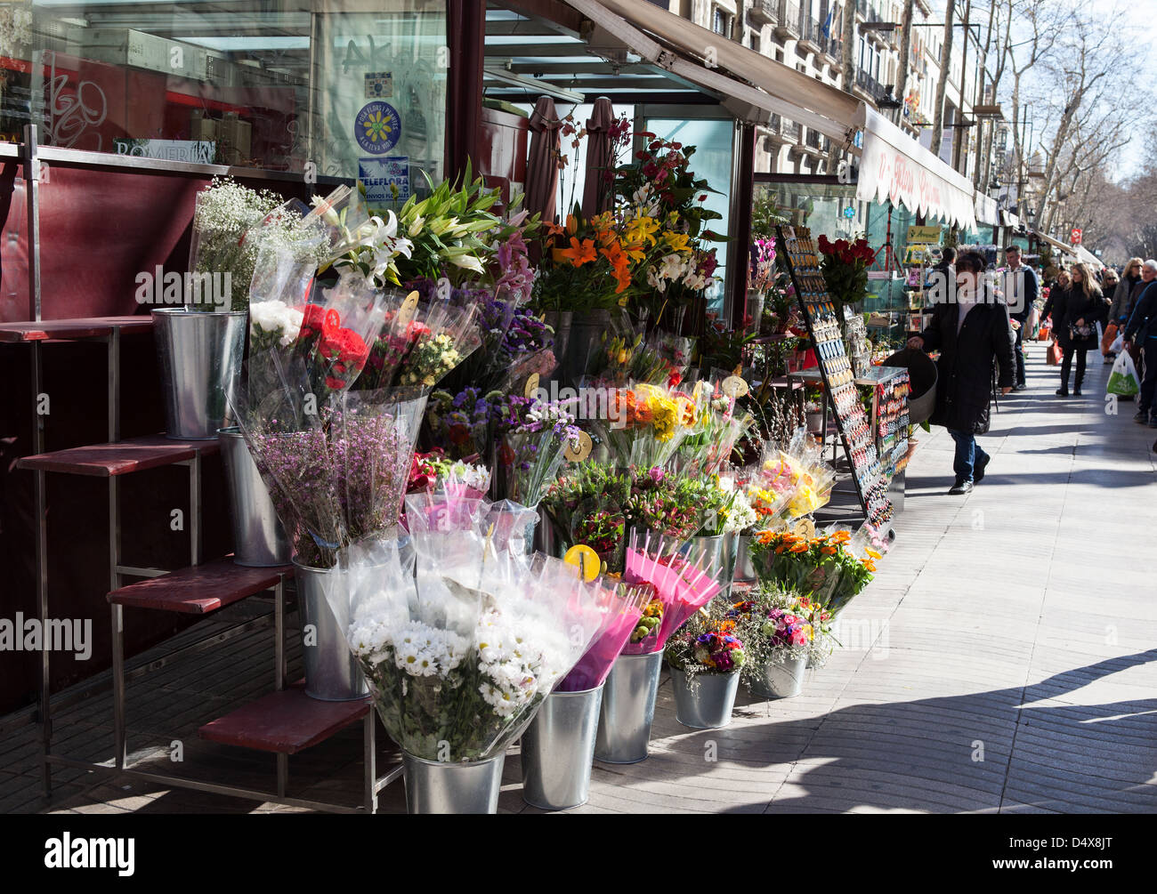 Flower seller, Las Ramblas, Barcelona Stock Photo Alamy