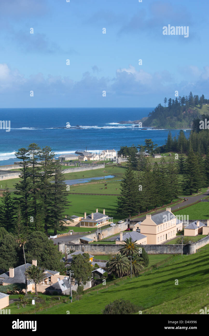 View of Quality Row, Norfolk Island, Australia Stock Photo