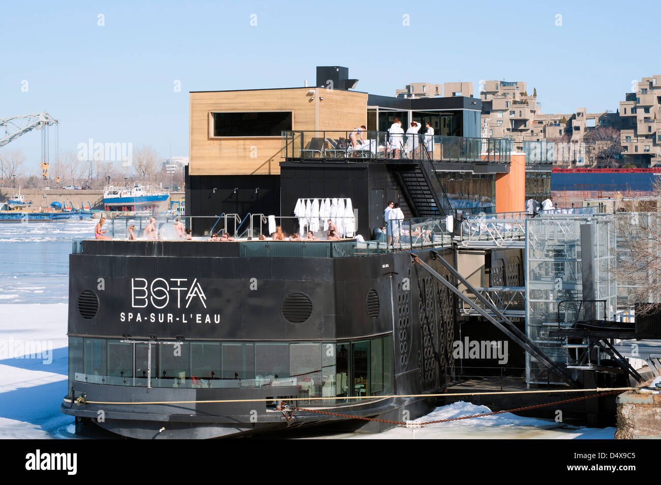 Bota Bota floating spa, Old Port of Montreal, province of Quebec, Canada  Stock Photo - Alamy