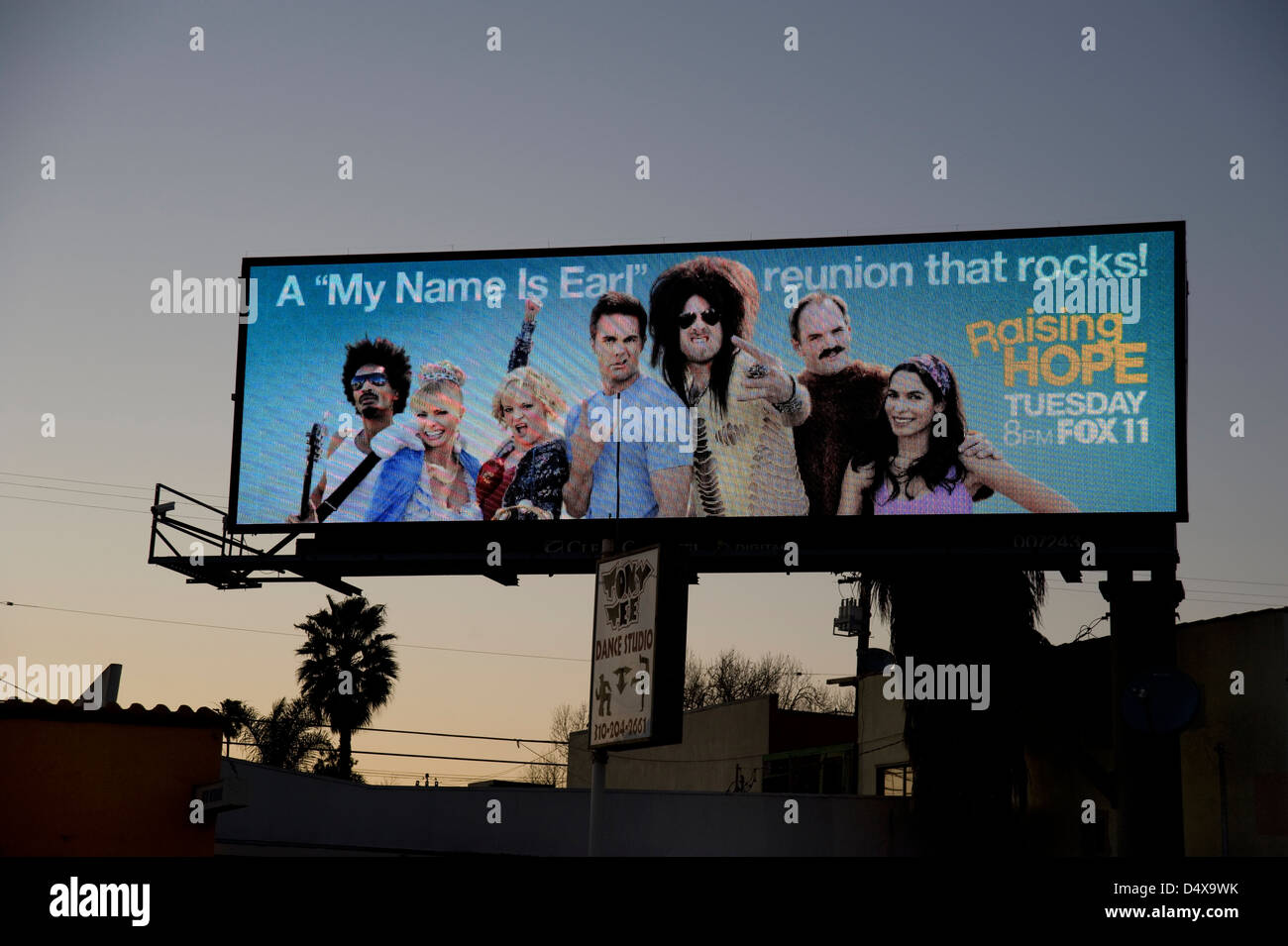 Digital billboard at dusk in Los Angeles Stock Photo