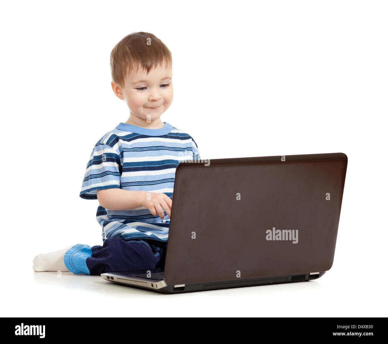 happy kid with notebook on white background Stock Photo - Alamy