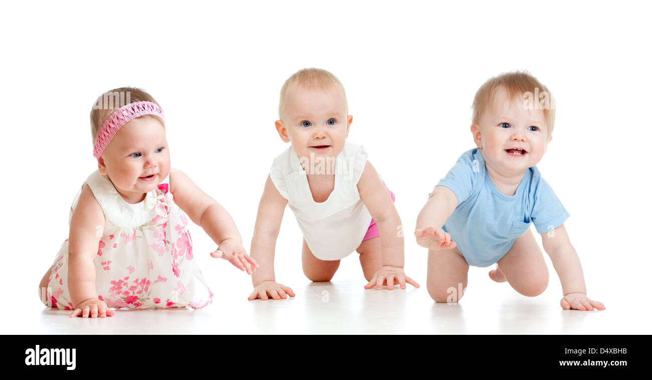 funny baby goes down on all fours Stock Photo Alamy