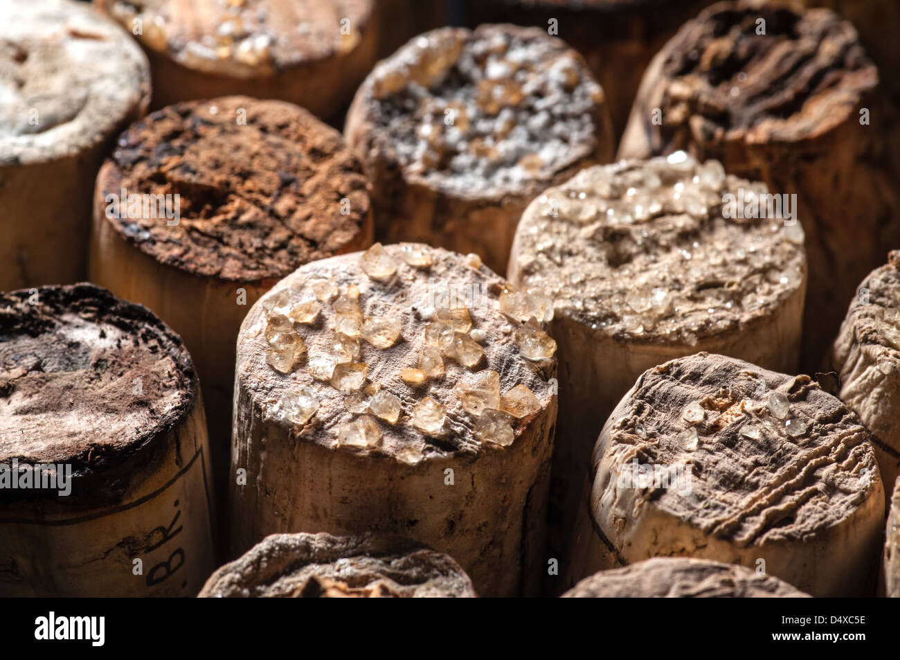 Wine Acid Falls Out in Old Bottles and Turns Into Crystals on the Corks