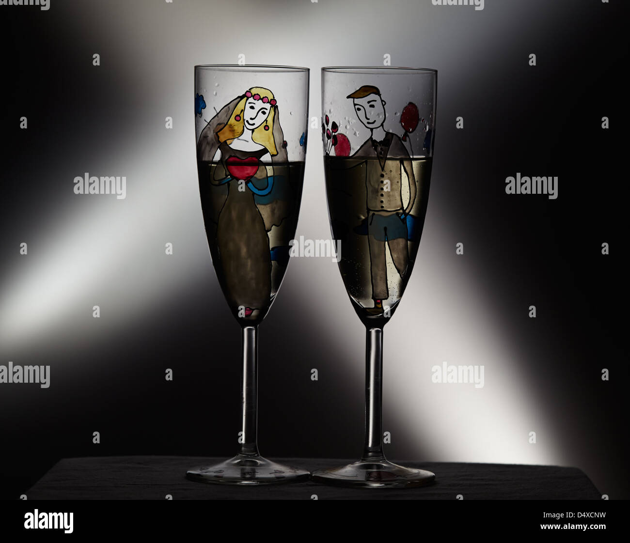 Wedding champagne glasses. Vintage Stock Photo Alamy