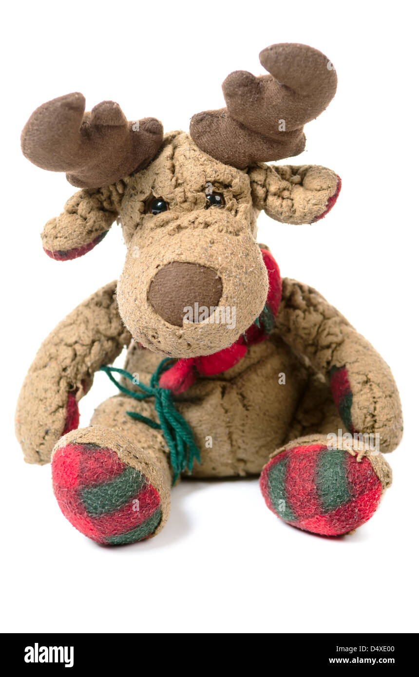 moose as cuddly toy before white background Stock Photo
