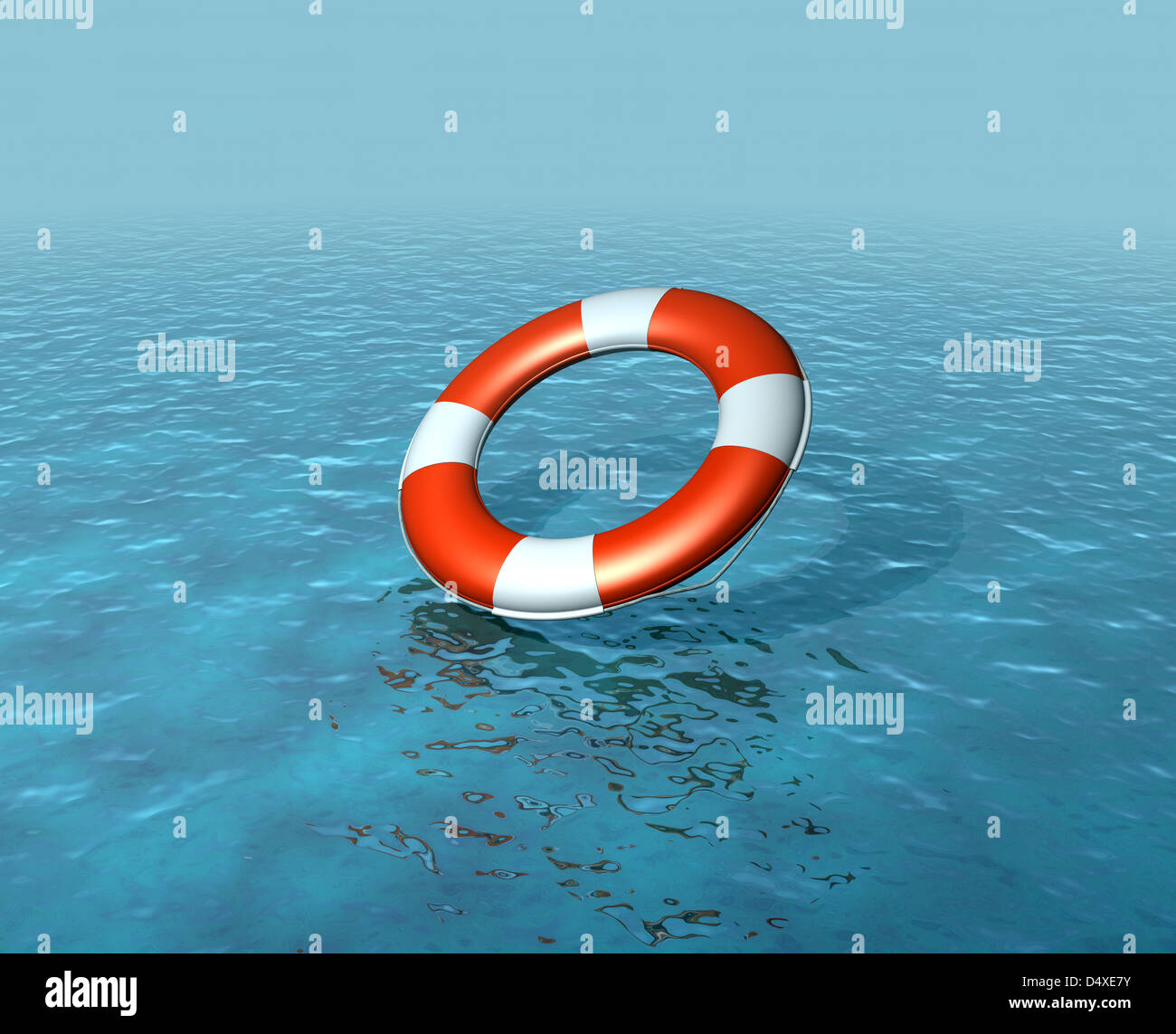 Lifebelt, buoy being thrown into sea, rescuing, rising sea levels Stock Photo