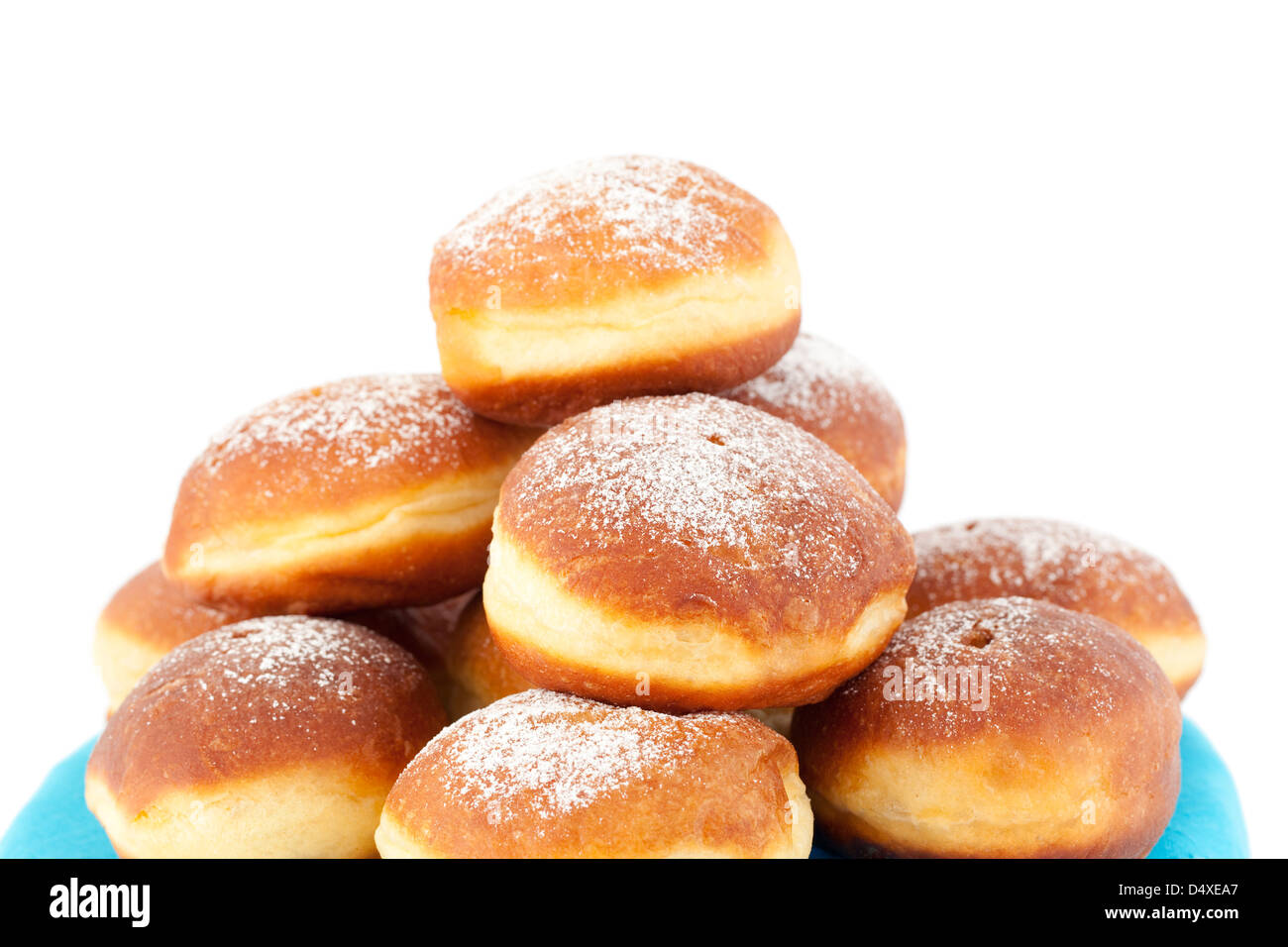 fresh and warm doughnuts on white background Stock Photo