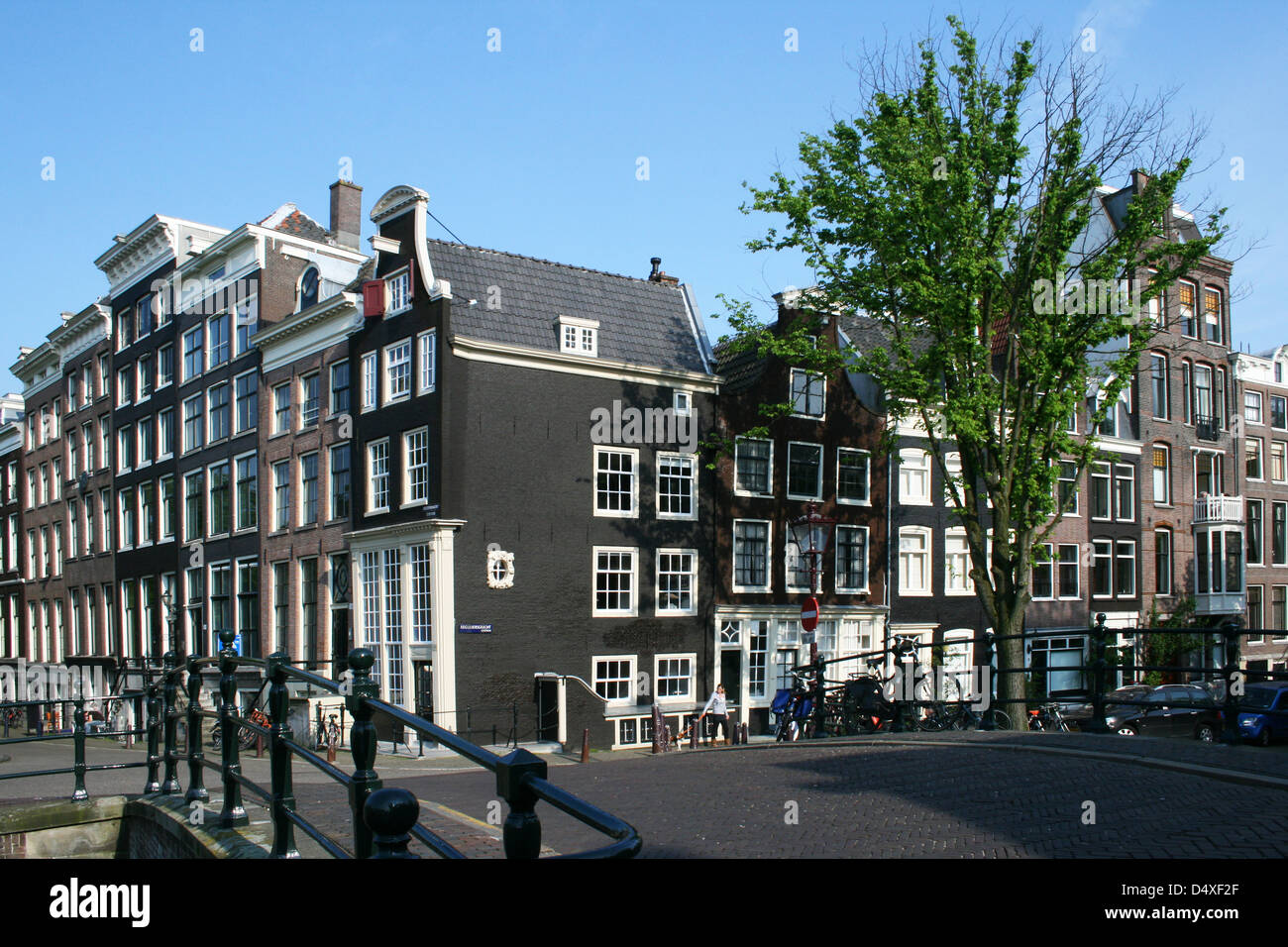 The Netherlands Holland Amsterdam Canal District Keizersgracht 716 Reguliersgracht clock gable 1671 Stock Photo