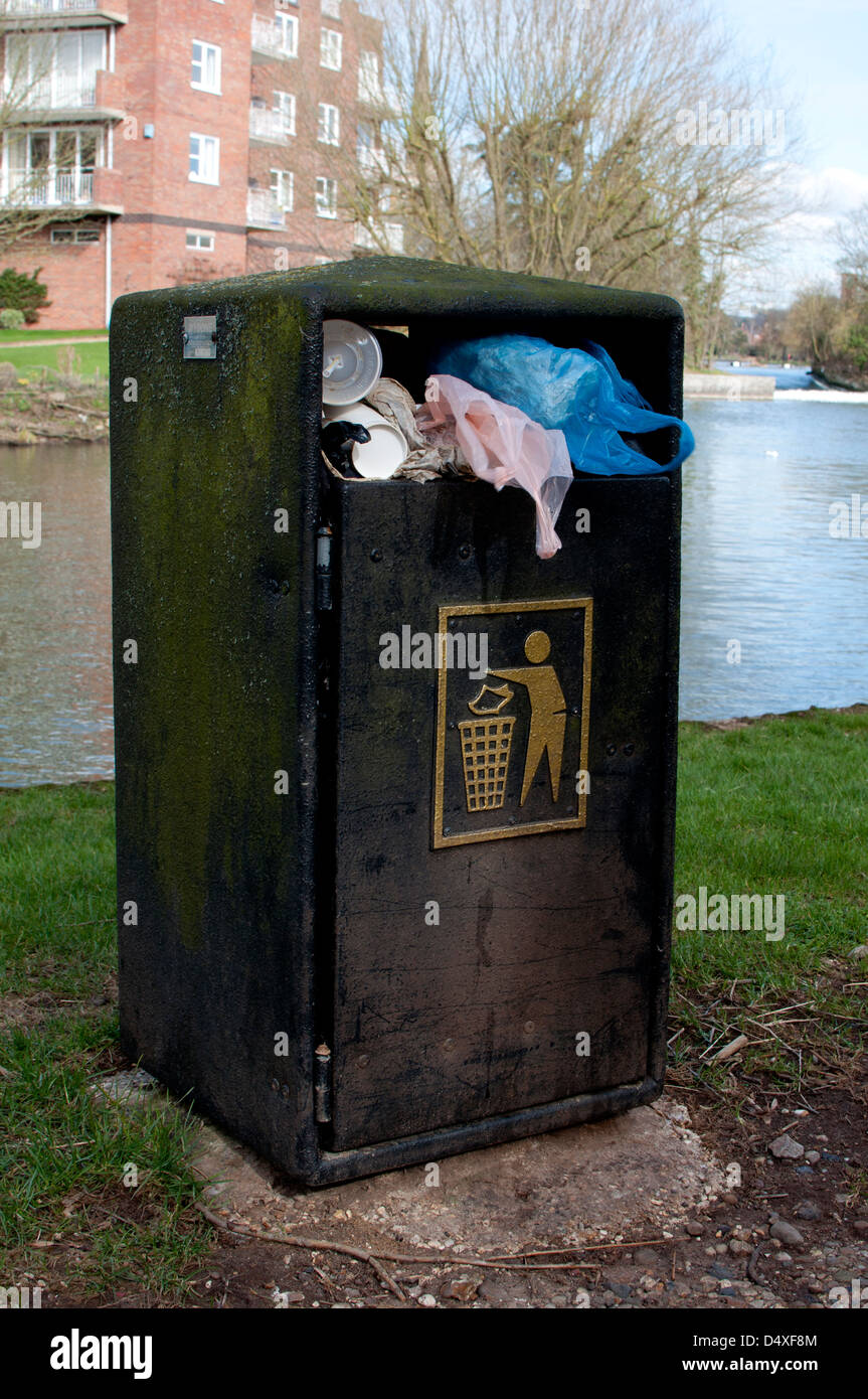 Full litter bin Stock Photo Alamy