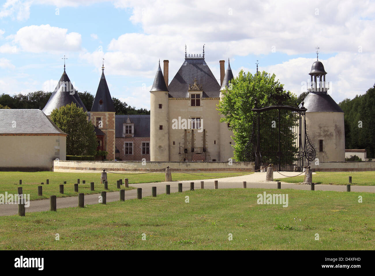 Castle of Chamerolles with its park, its ditches and its bridge levis Stock Photo