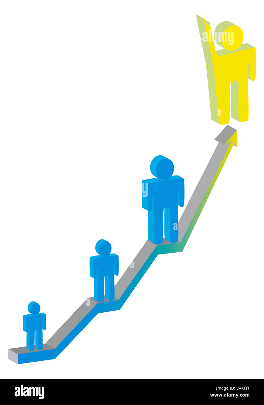 drawing of a leader on a social ladder for a successful career in business Stock Photo