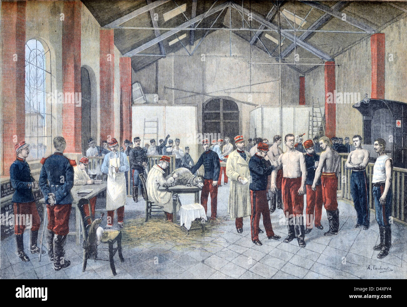 Vaccination of French Army Recruits (Nov 1903) France Stock Photo
