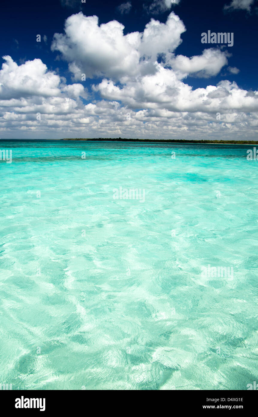 beautiful blue caribbean sea water Stock Photo