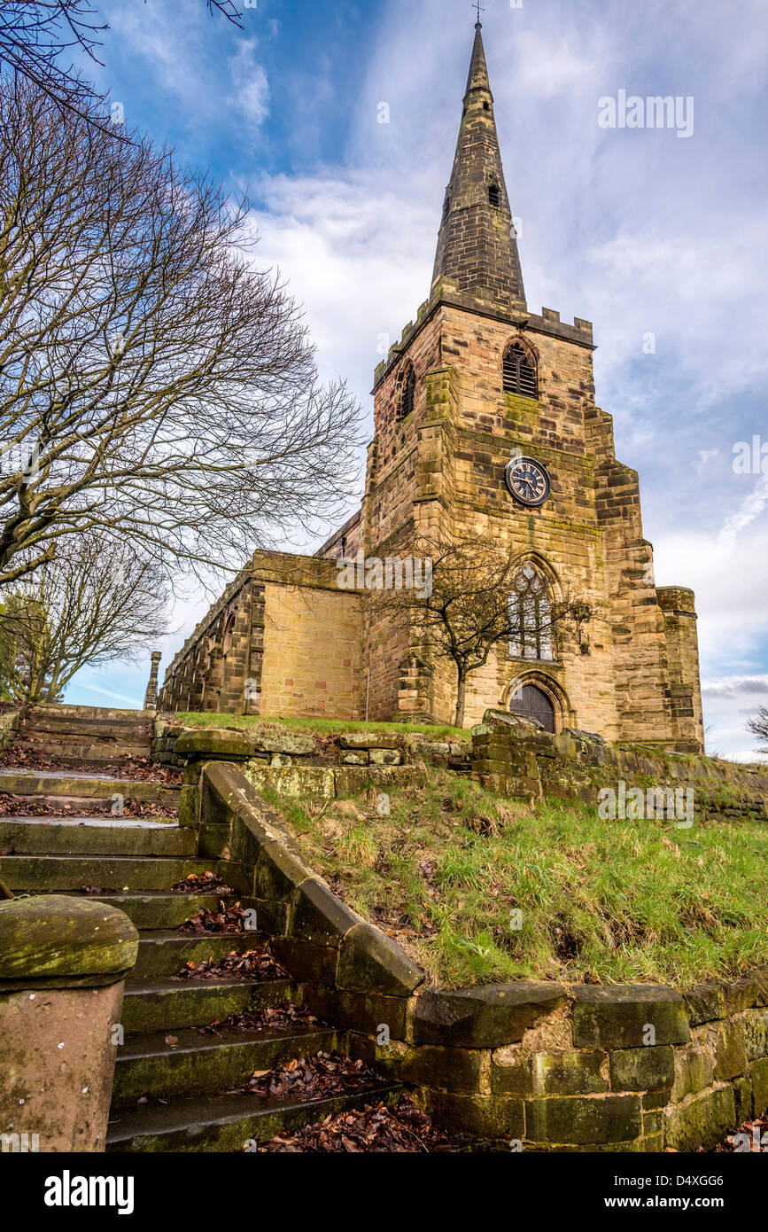 The parish church of St. Oswald's in Winwick Cheshire. Stock Photo