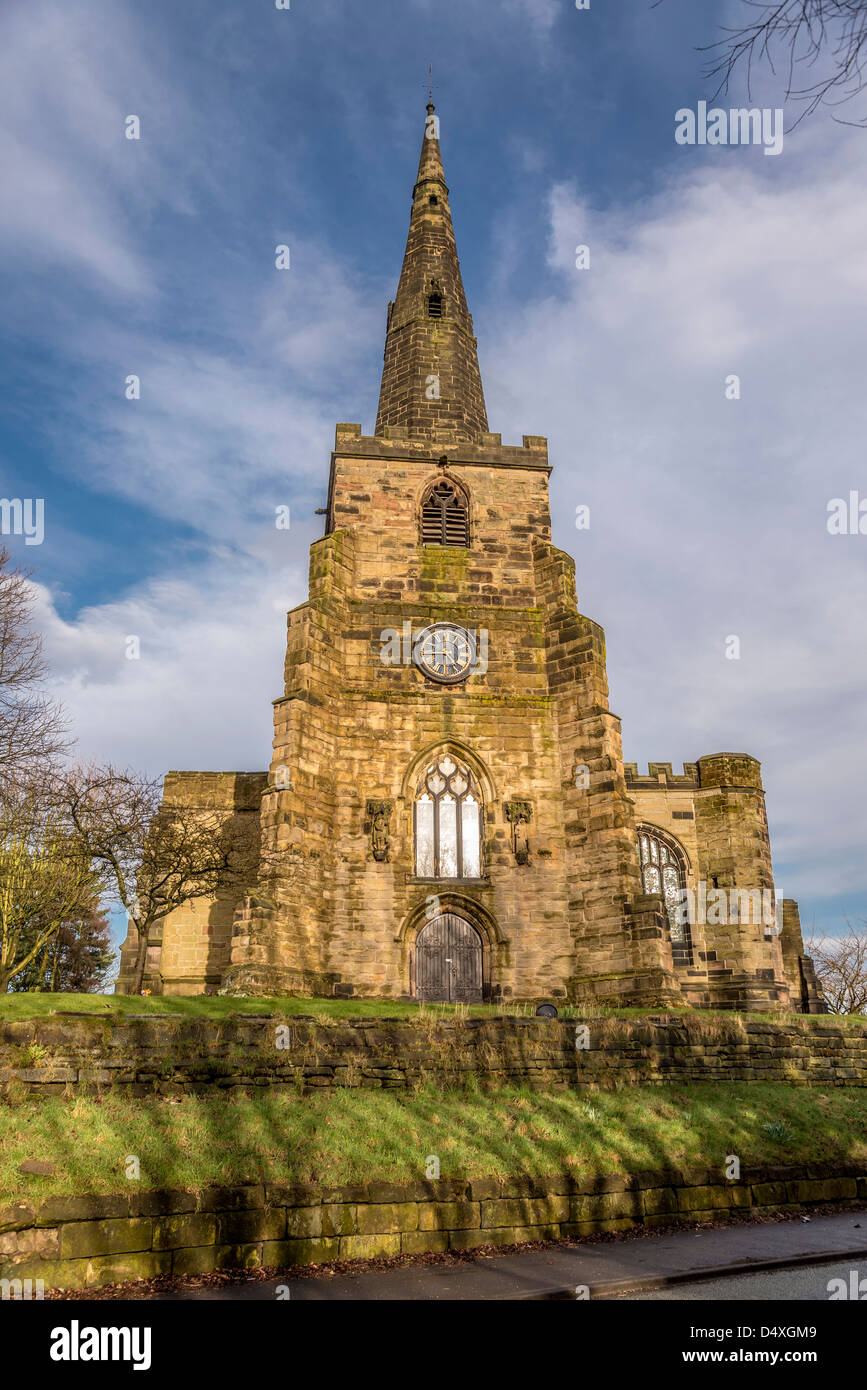 The parish church of St. Oswald's in Winwick Cheshire. Stock Photo