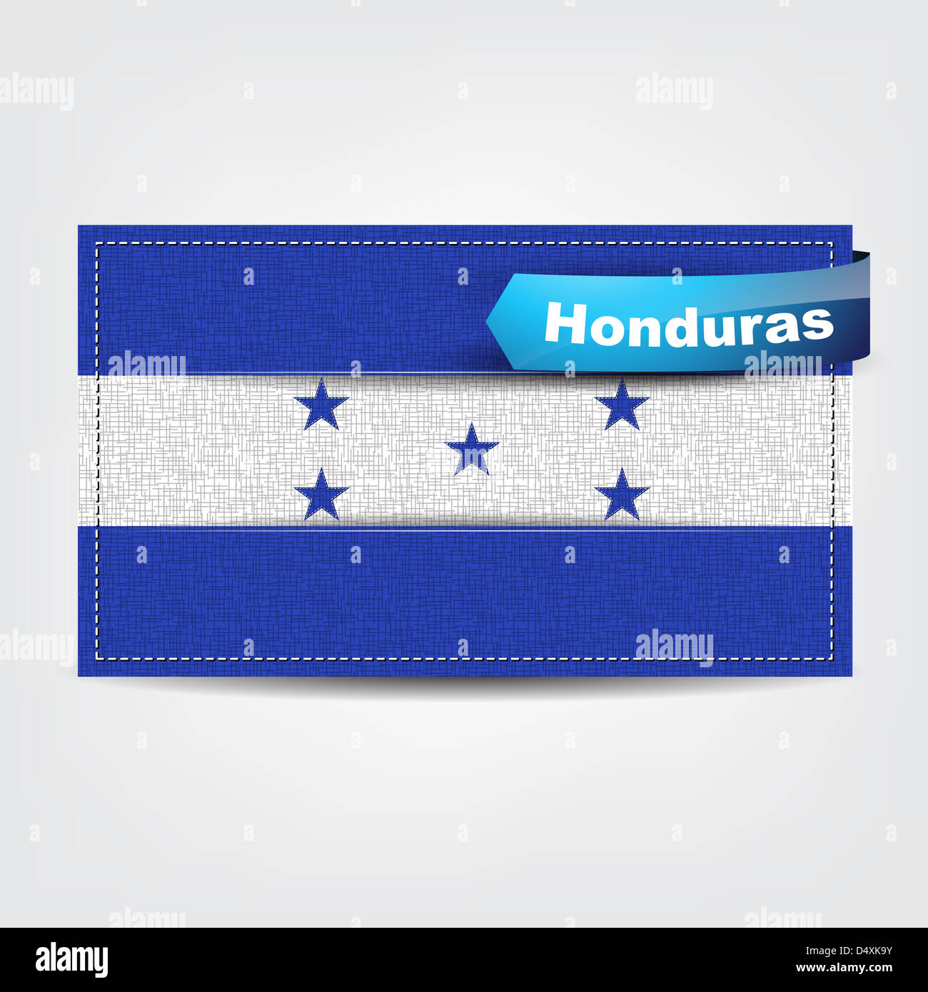 Fabric texture of the flag of Honduras with a blue bow. Stock Photo