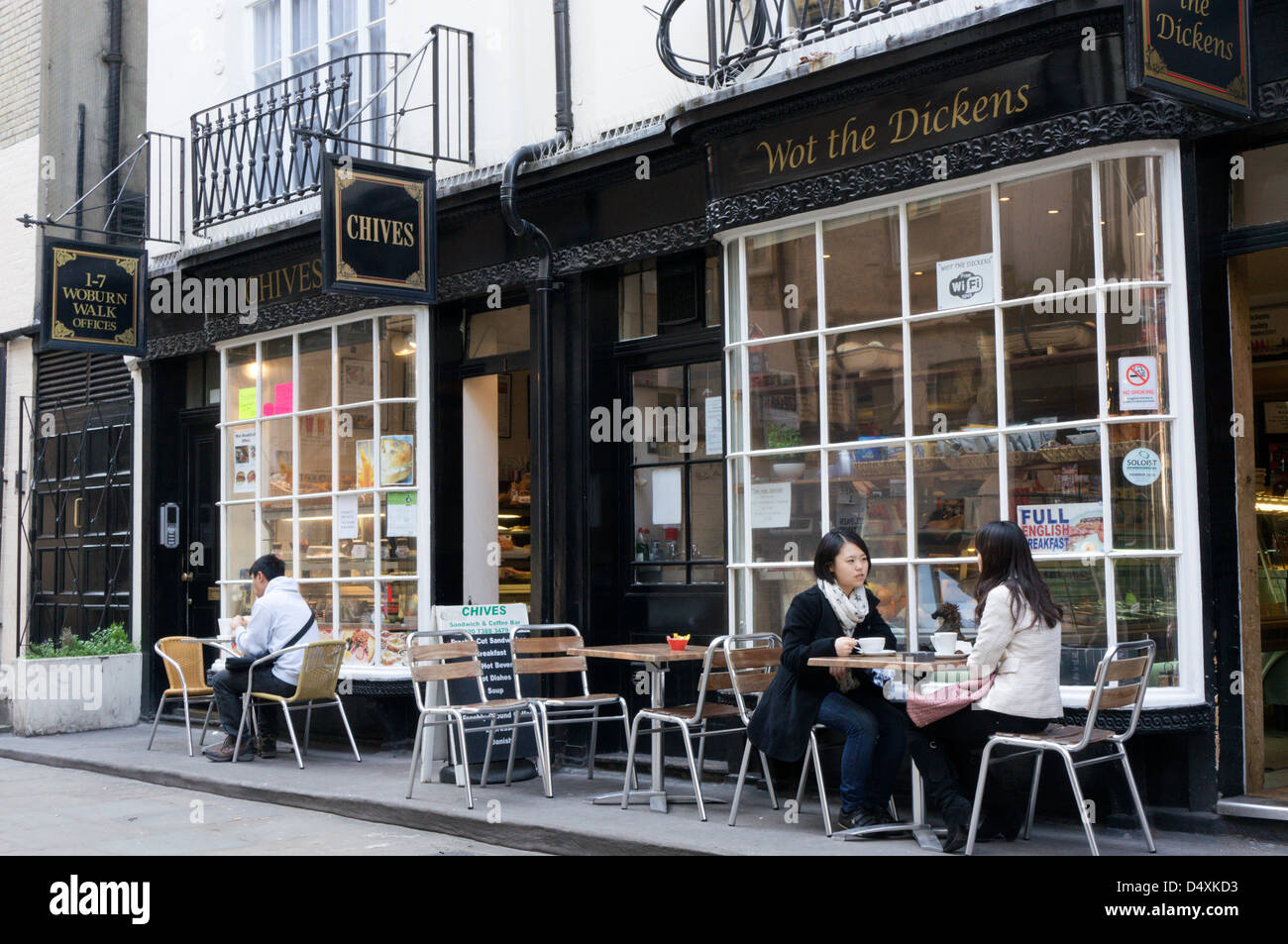 'Wot The Dickens' cafe in Woburn Walk, Bloomsbury, London. Stock Photo