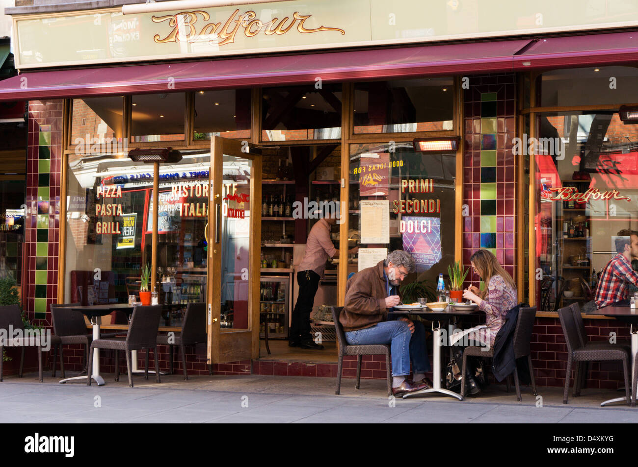 Balfour Italian Restaurant in Marchmont Street, Bloomsbury, London. Stock Photo