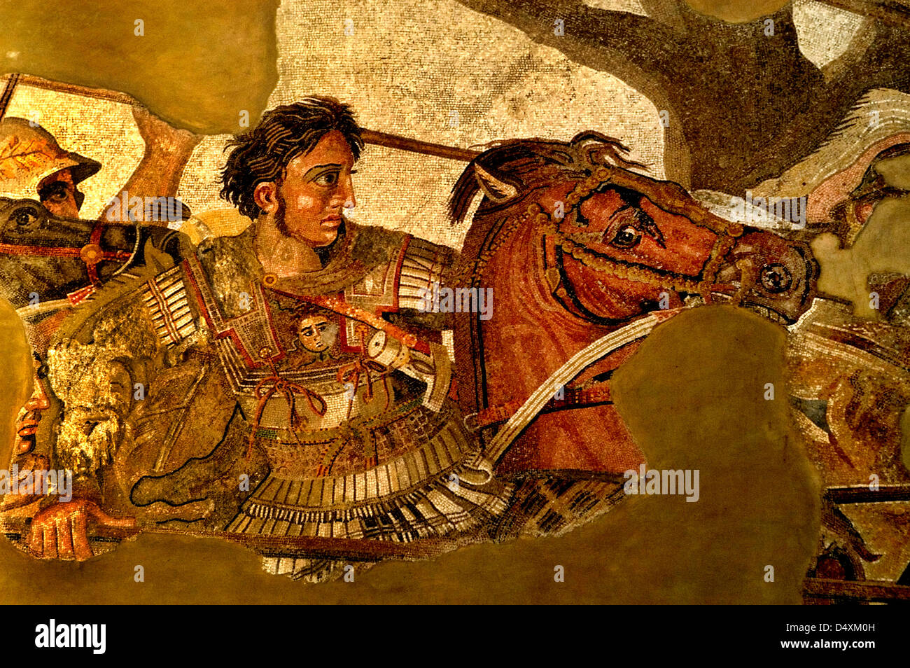 Alexander the Great in battle with Persian King Darius III Alexander the Great Issus 331 B.C. Mosaic Pompeii Stock Photo