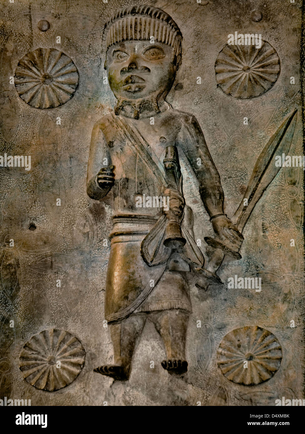 Bronze Brass plaque showing the Oba of Benin with attendants Edo ...
