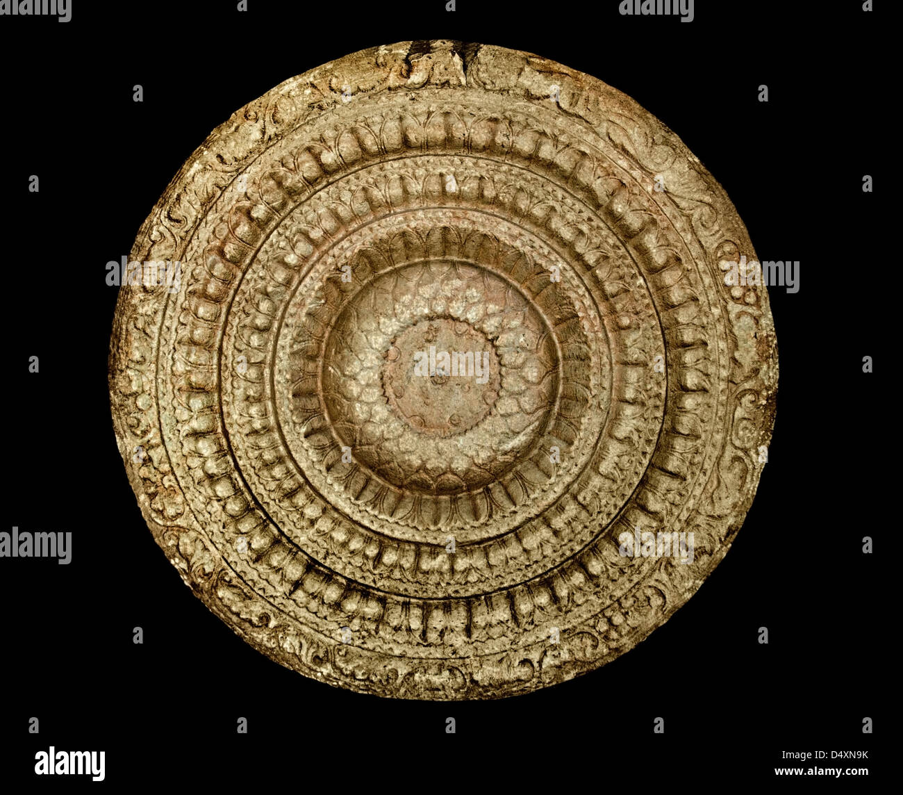 Lotus Medallion 86 x 106 cm lime stone 1-2 Cent AD Amarvati Guntur Andhra Pradesh India Hindu Stock Photo