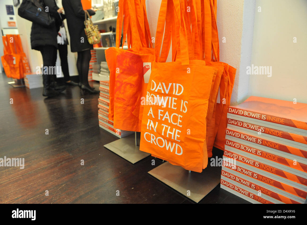 V&A, London, UK. 20th March 2013. David Bowie books and bags at