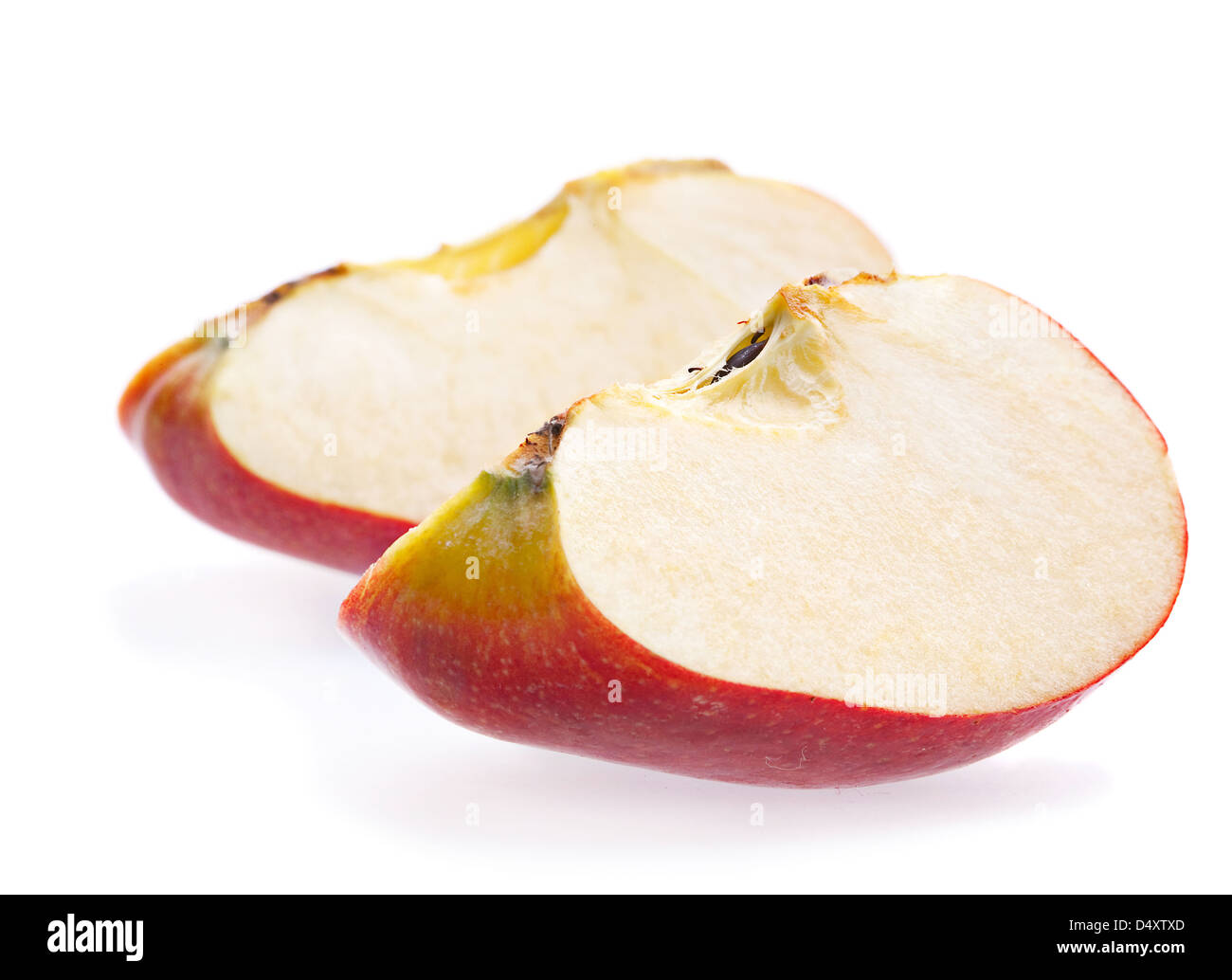 Apple part closeup isolated on white Stock Photo