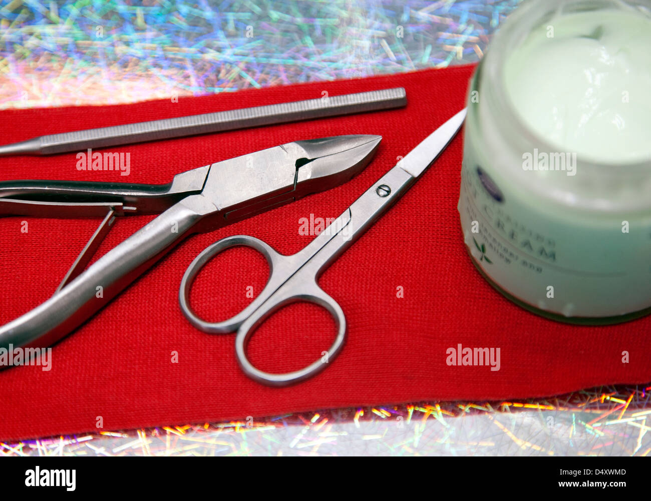 Items for care of feet, London Stock Photo Alamy
