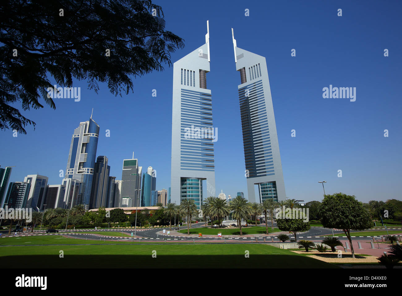 Emirates towers, Dubai, United Arab Emirates Stock Photo