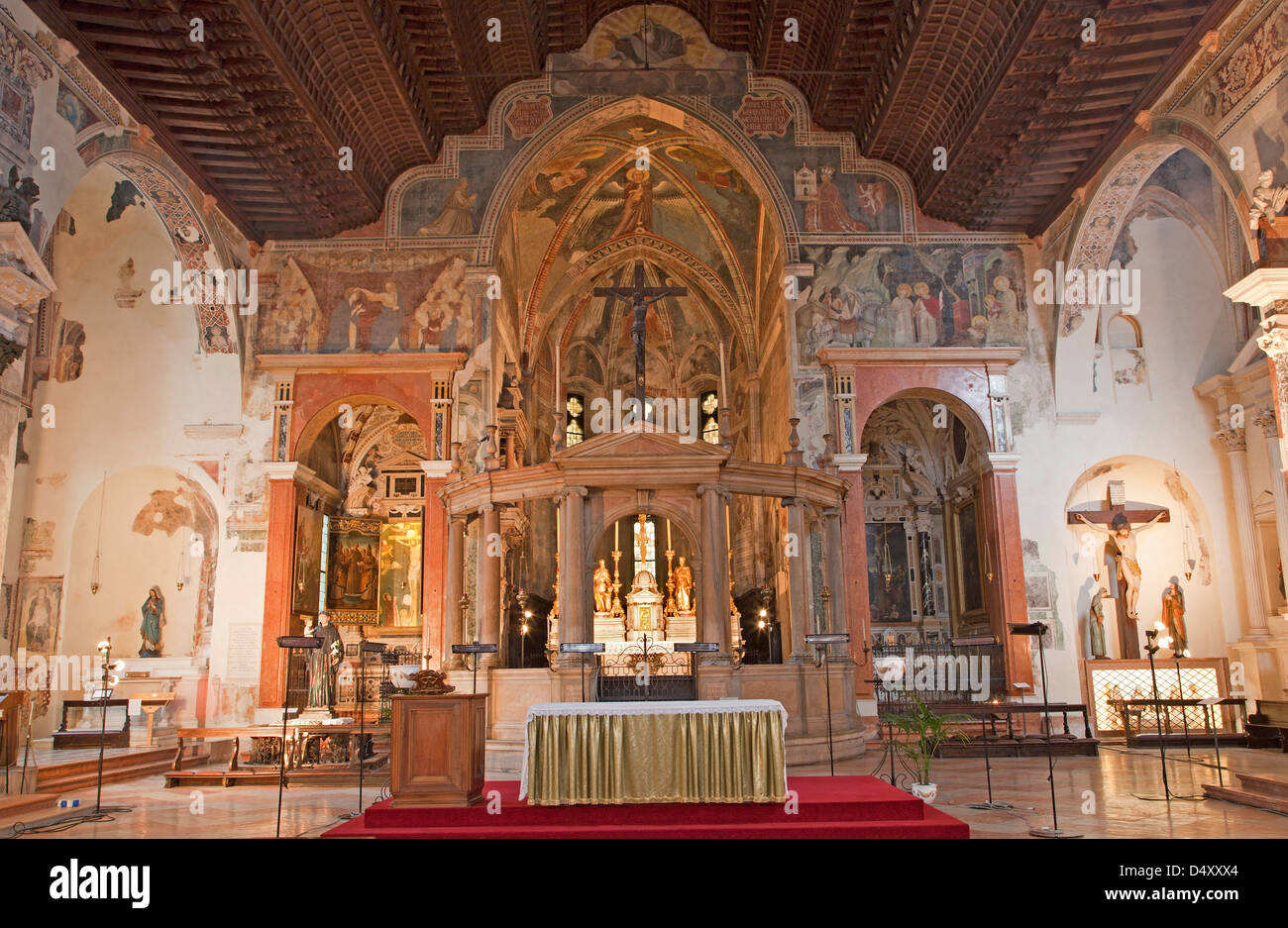 VERONA - JANUARY 28: Interior of church San Fermo Maggiore from 13. cent. on January 28, 2013 in Verona, Italy. Stock Photo