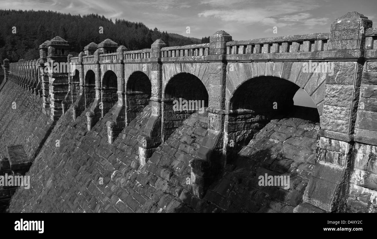 The dam at Lake Vyrnwy, Wales. Stock Photo