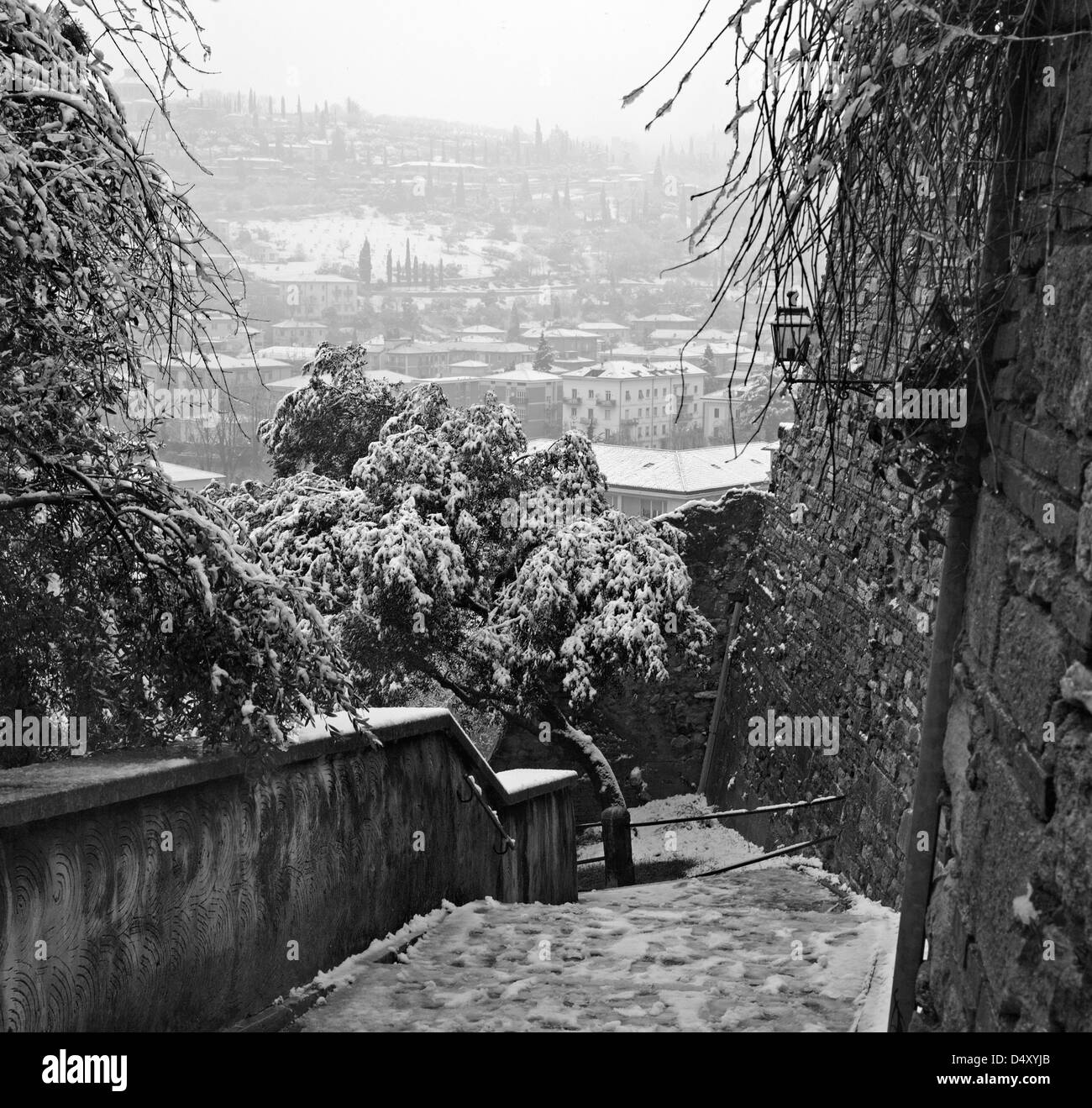 Verona - ascent on Castel San Pietro in winter Stock Photo
