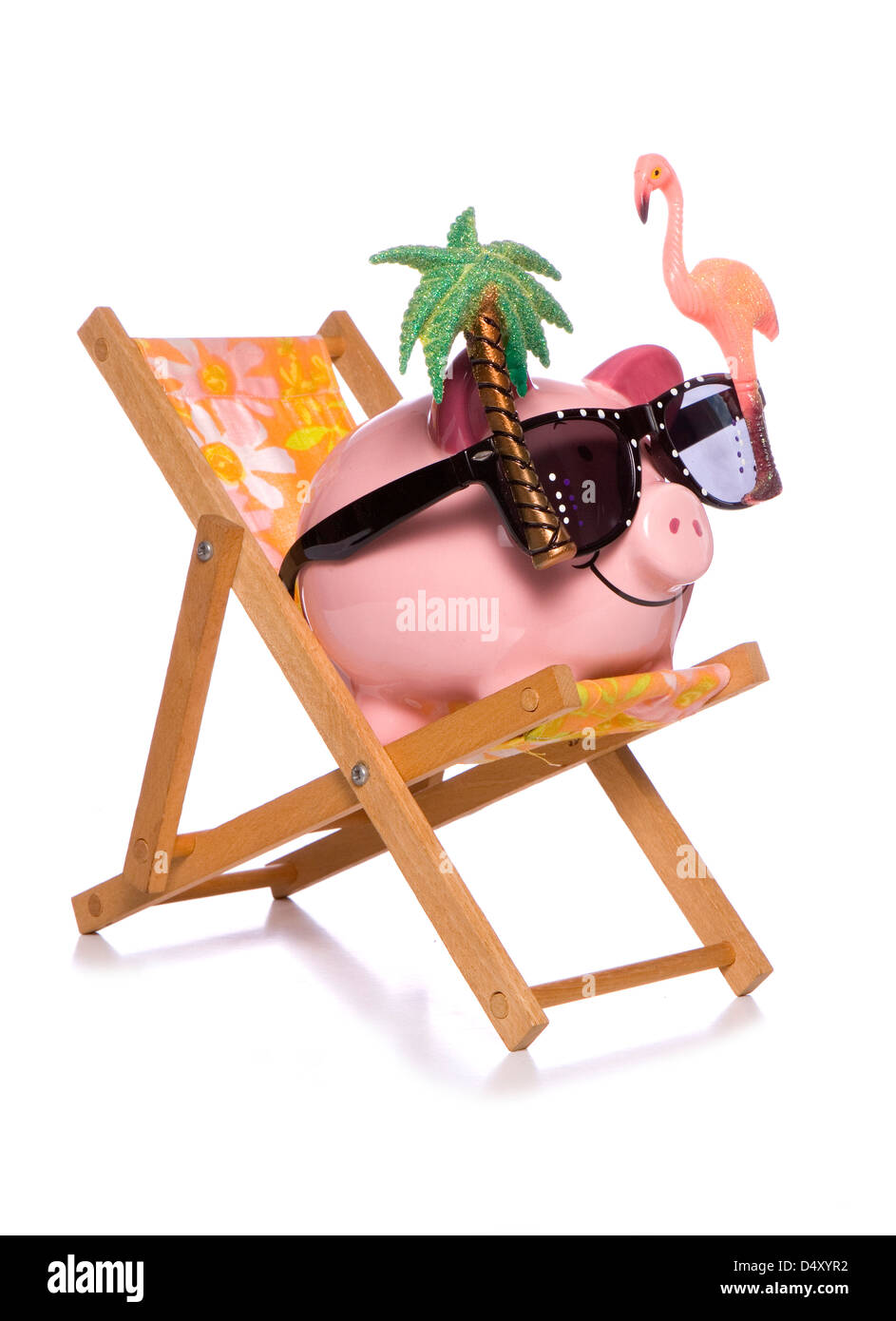 saving for a holiday piggy bank studio cut out Stock Photo