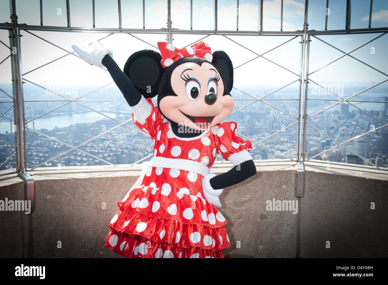 New York, USA. 20th March 2013. MICKEY MOUSE and MINNIE MOUSE,stars of ''Disney Live! Mickey's Music Festival'', visit the Empire State Building's 86th floor Observatory, Wednesday, March 20, 2013. (Credit Image: Credit:  Bryan Smith/ZUMAPRESS.com/Alamy Live News) Stock Photo