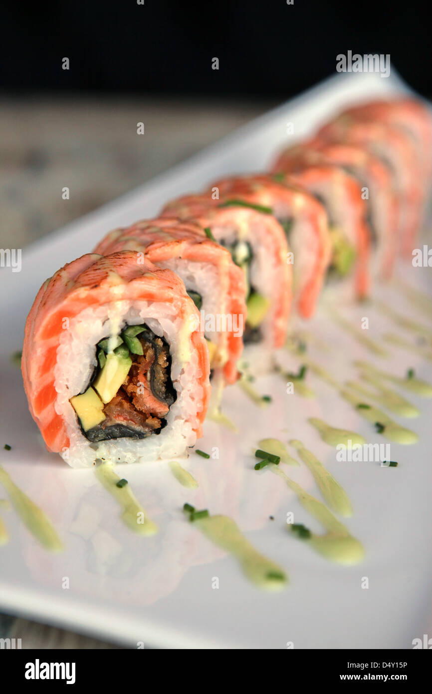 Salmon Sushi Maki Stock Photo - Alamy