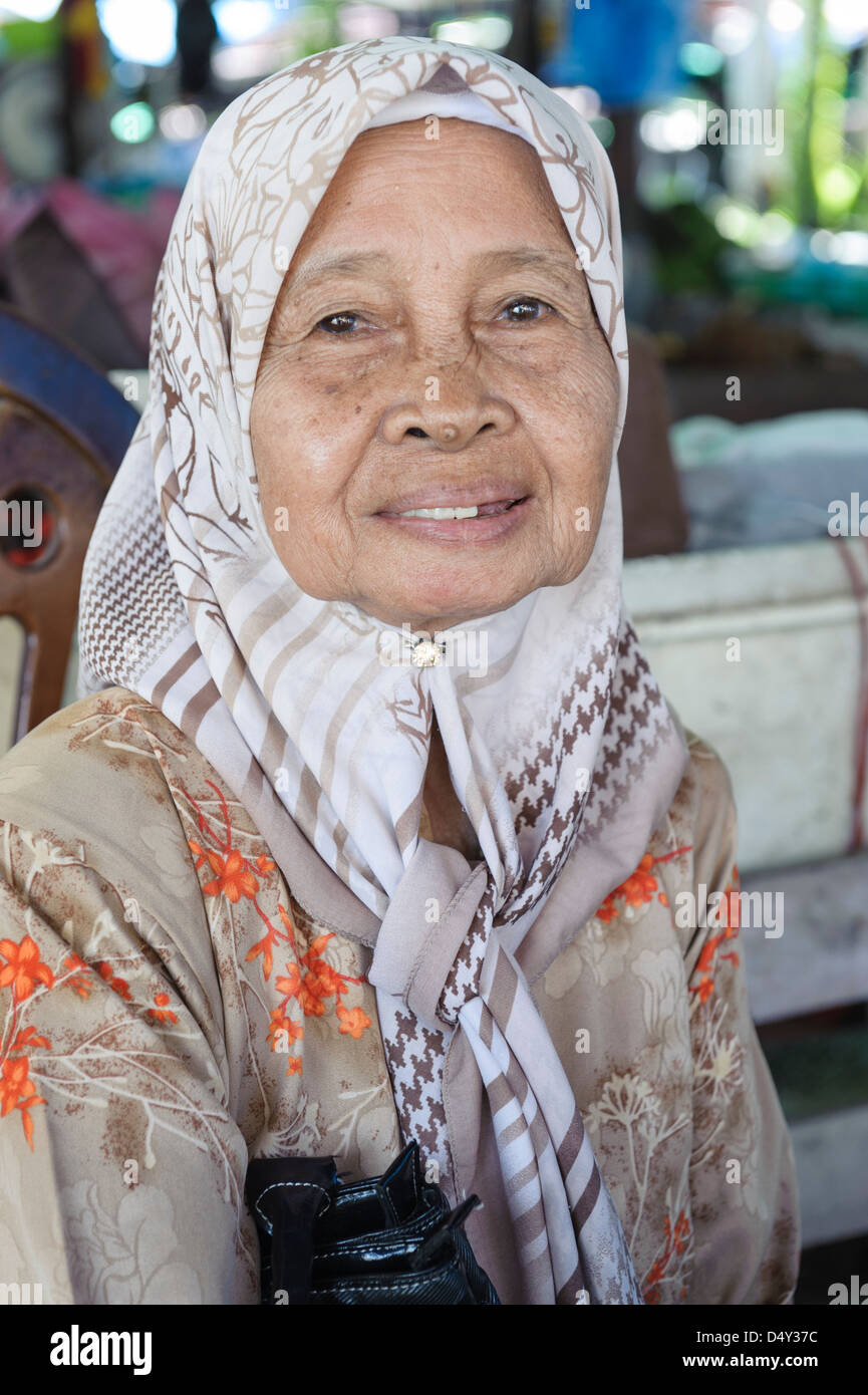 Woman with handkerchief at the market, Bandar, Brunei, Borneo, Asia Stock Photo