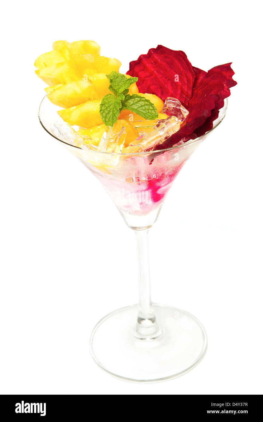 healthy fruit cocktail with ice Stock Photo
