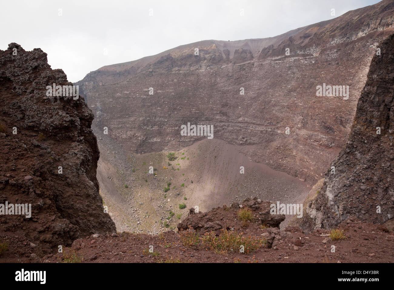 Close up of Mount Vesuvius crater, Naples, Italy Stock Photo