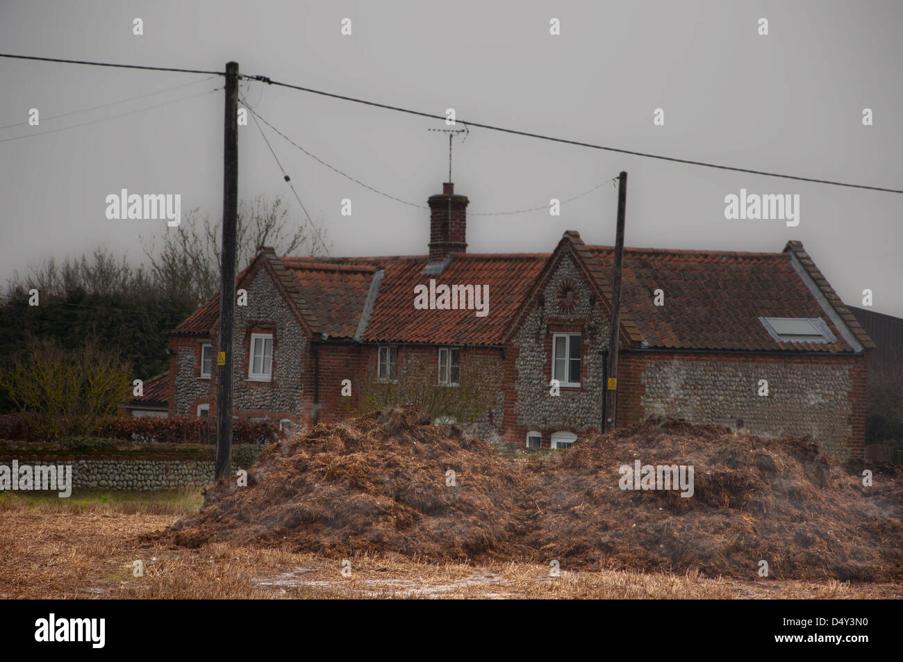 Muck manure heap with house Stock Photo Alamy