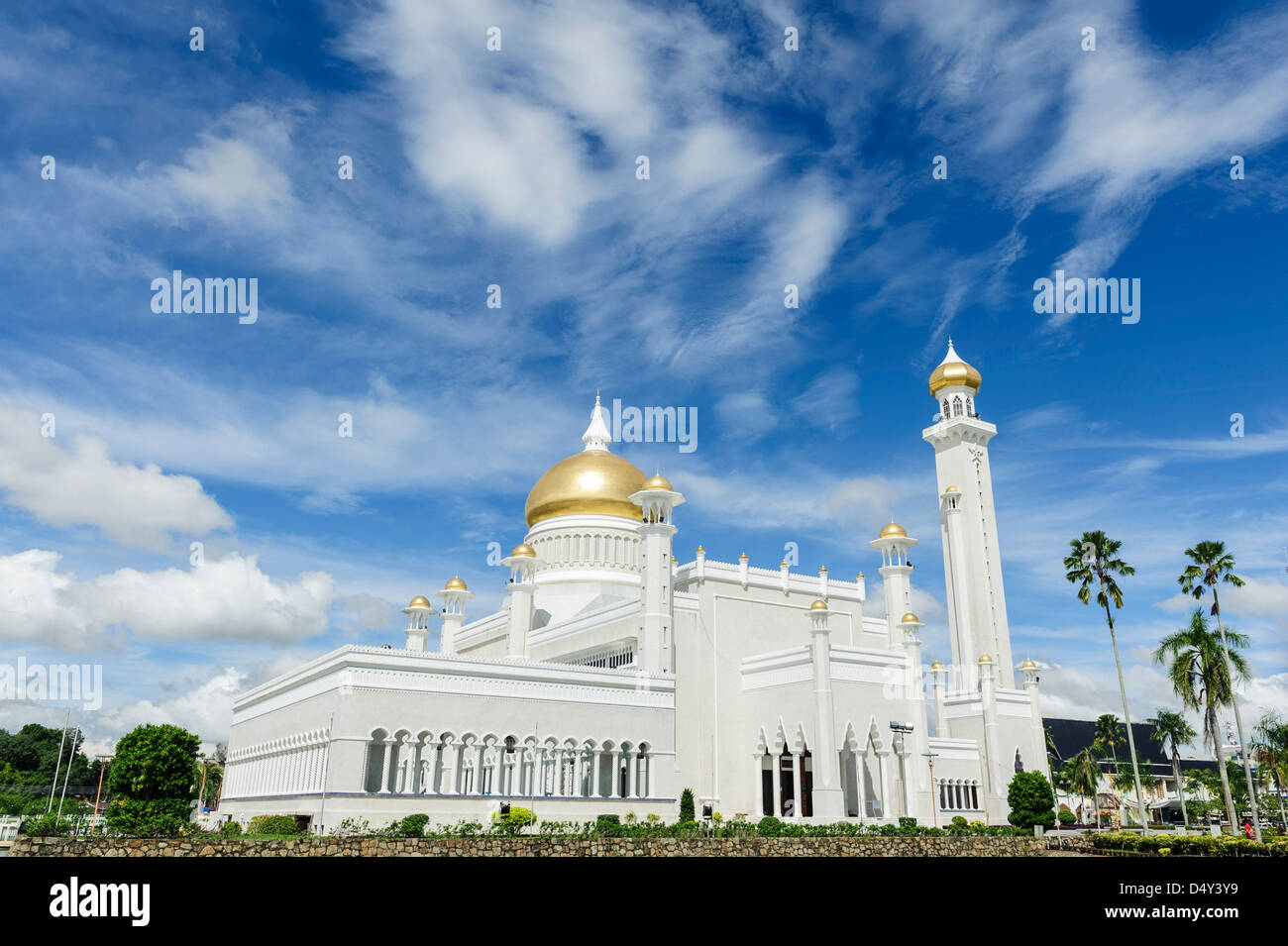 View of Omar Ali Saifuddien Mosque, Bandar Seri Bengawan, Brunei, Borneo, Asia. Stock Photo