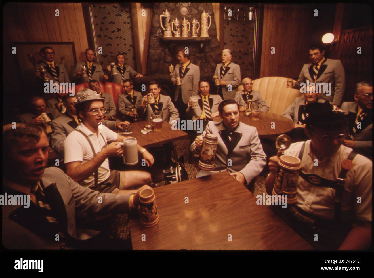 Members of the Concord Singers Drink Beer at the Turner Club in New Ulm