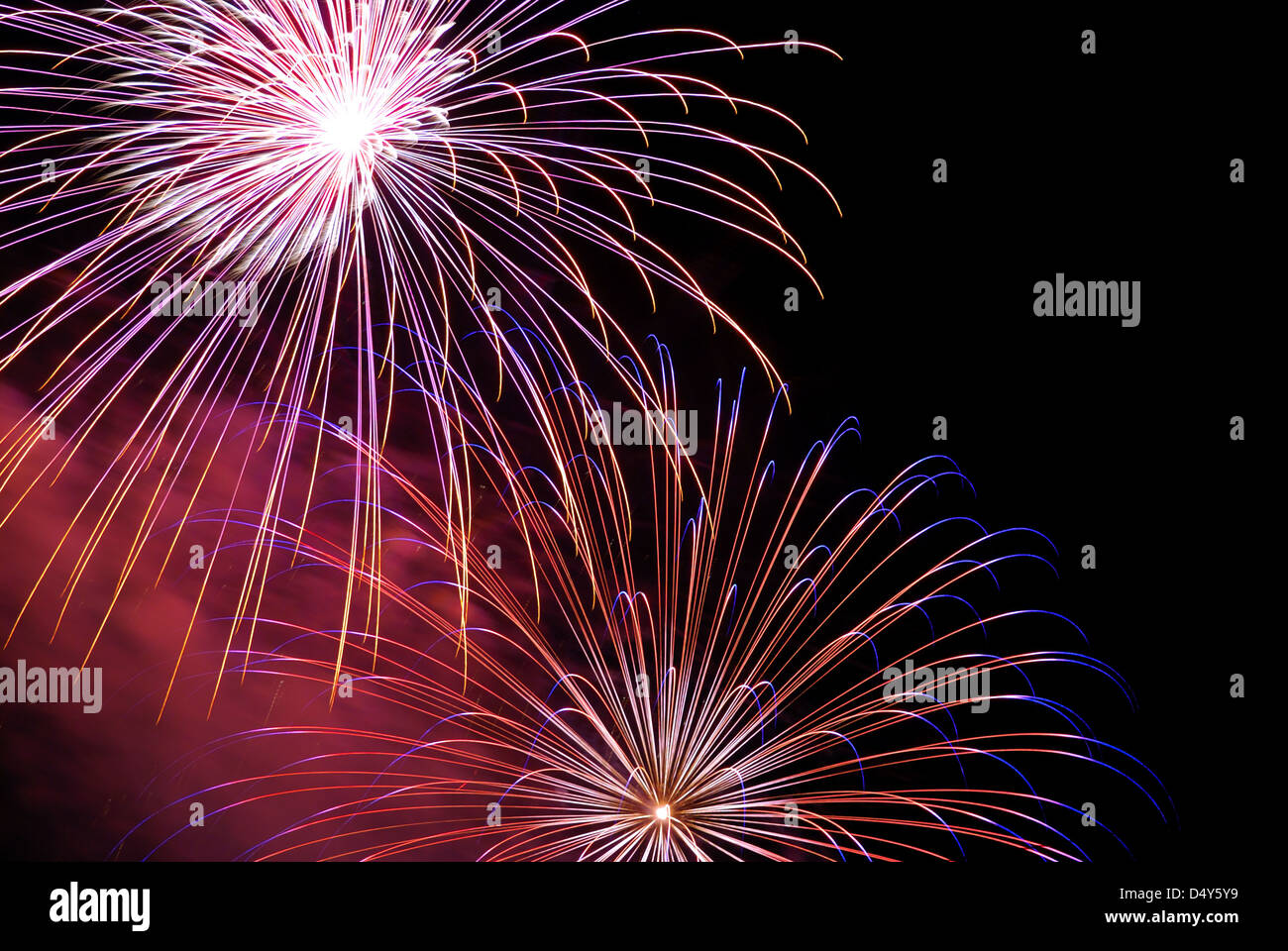 Colorful fireworks on the dark sky, Stock Photo