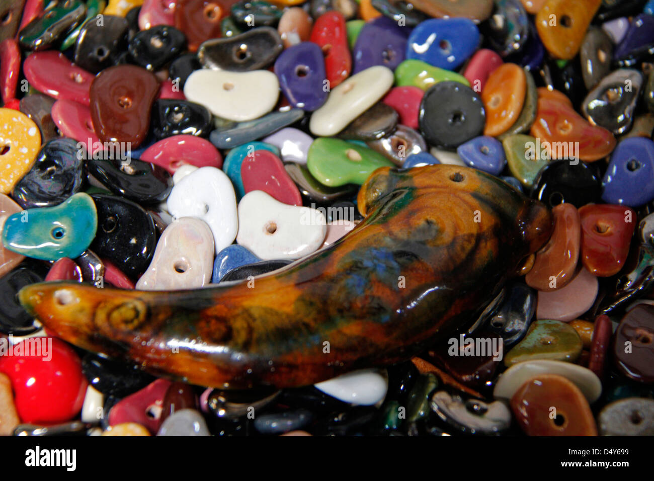 Africa, Kenya, Nairobi. Colorful beads at the Kazuri bead making