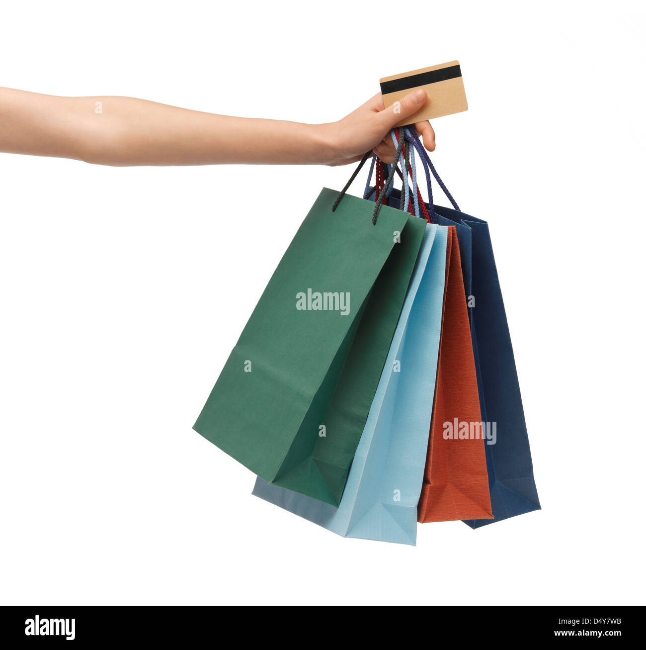multi colored shopping bags and credit card Stock Photo