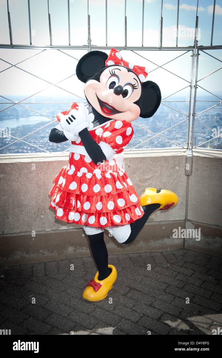 March 20, 2013 - New York, New York, U.S. - MINNIE MOUSE, star of ''Disney Live! Mickey's Music Festival'', visits the Empire State Building's 86th floor Observatory. (Credit Image: © Bryan Smith/ZUMAPRESS.com) Stock Photo
