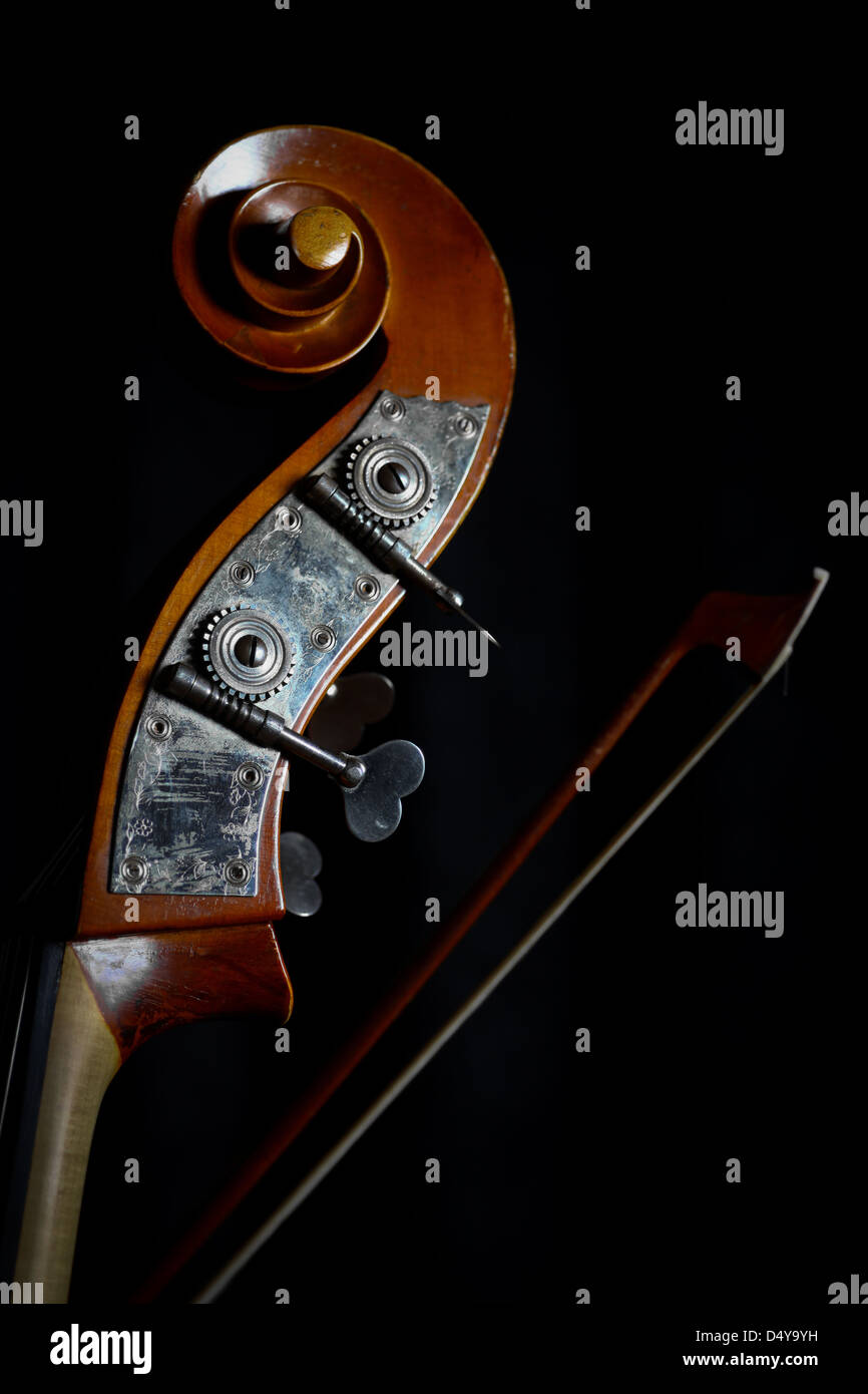 Color detail of a vintage double bass Stock Photo Alamy