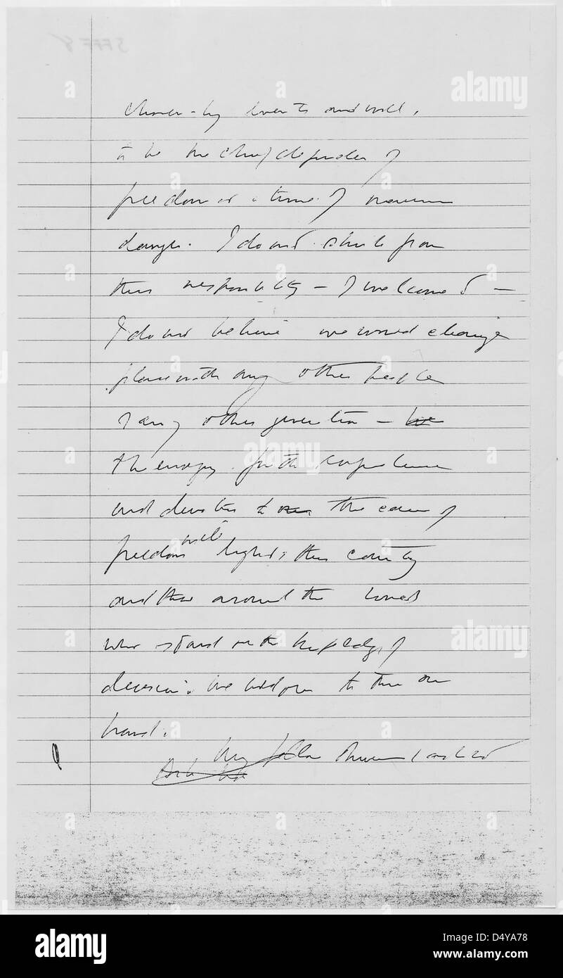 Inaugural Address, Kennedy Draft, 01/17/1961 (Page 8 of 9) Stock Photo