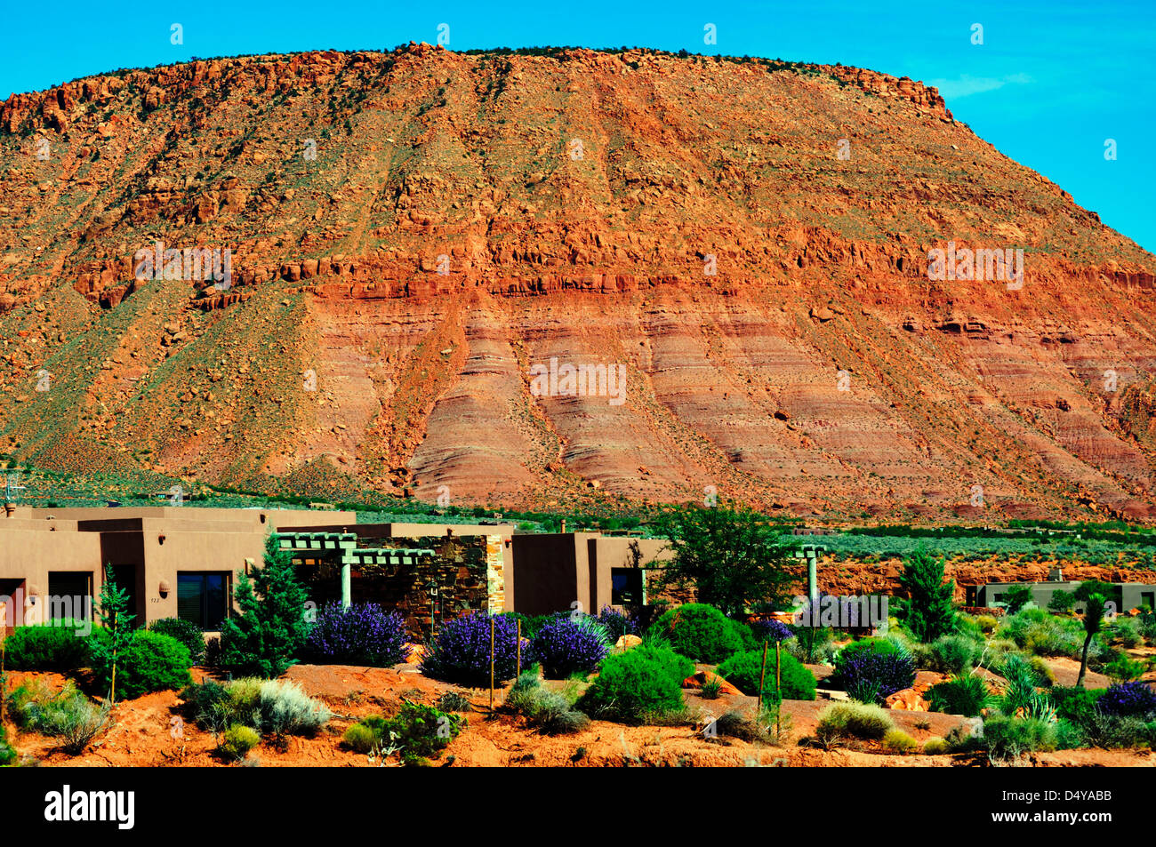 Houses in the Kayenta Community, Ivins, Utah, blend into the