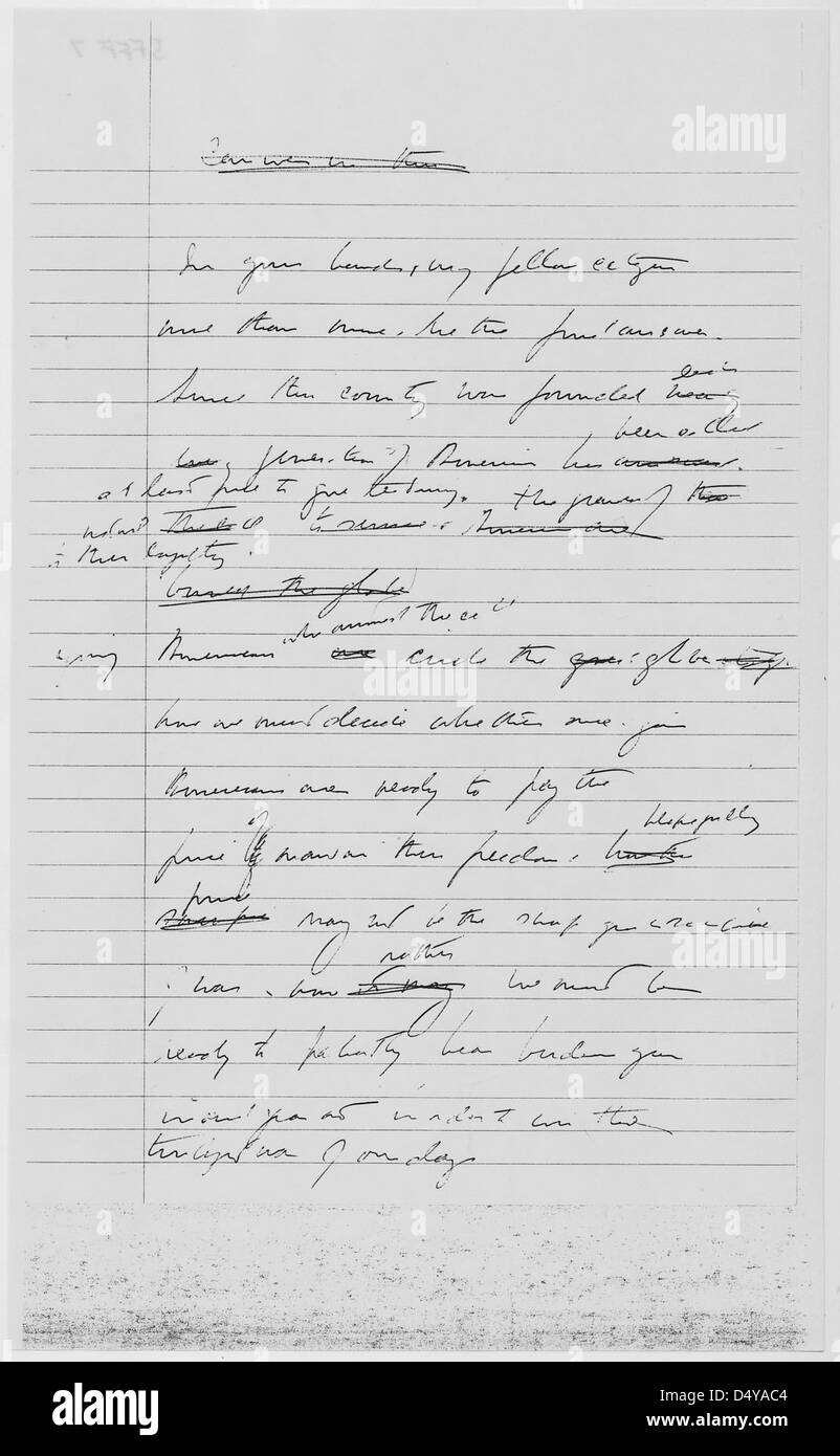 Inaugural Address, Kennedy Draft, 01/17/1961 (Page 7 of 9) Stock Photo