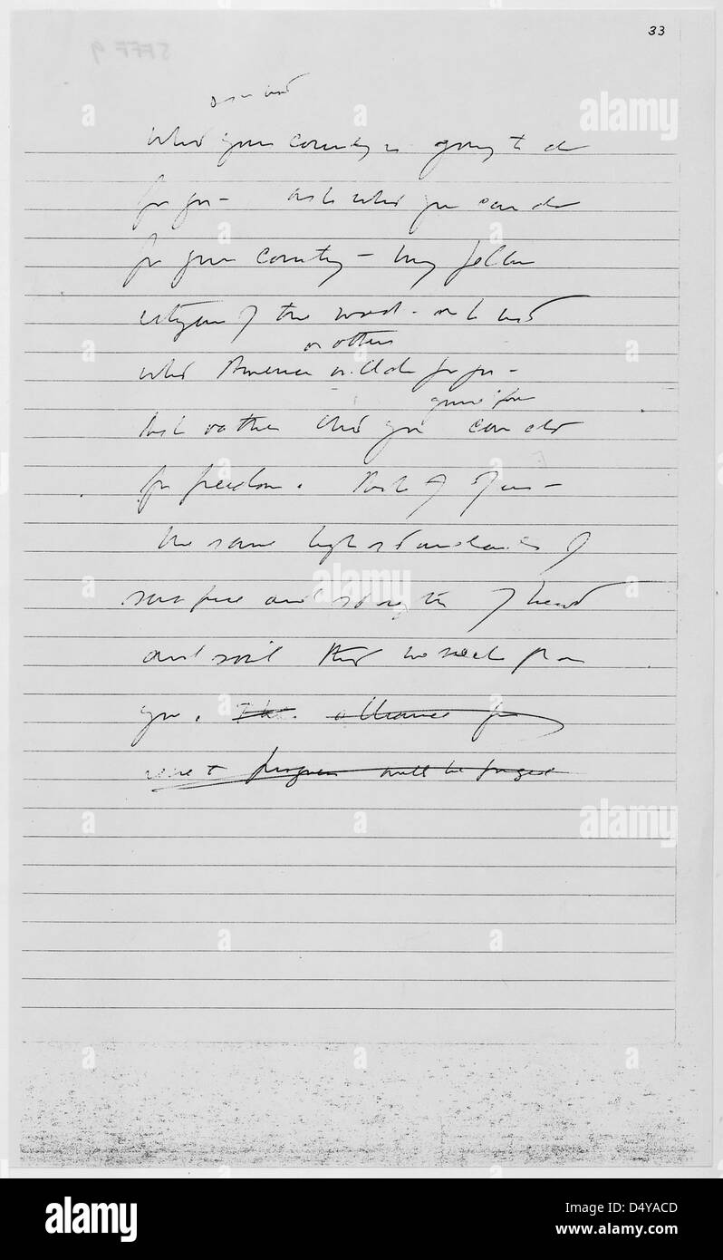 Inaugural Address, Kennedy Draft, 01/17/1961 (Page 9 of 9) Stock Photo